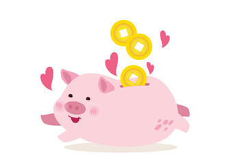 cute piggy bank illustration vector