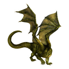3D Rendering Fairy Tale Dragon on White