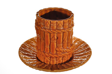 Ceramic cup as isolated object for tea, culture of Mexico