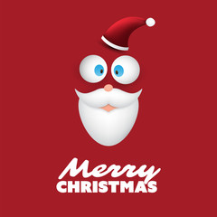 Merry Christmas Card With Funny Santa Claus Face, Pop Out Eyes and White Beard 