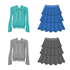 Isolated object of woman and clothing sign. Set of woman and wear vector icon for stock.