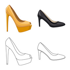 Vector illustration of footwear and woman icon. Collection of footwear and foot stock vector illustration.