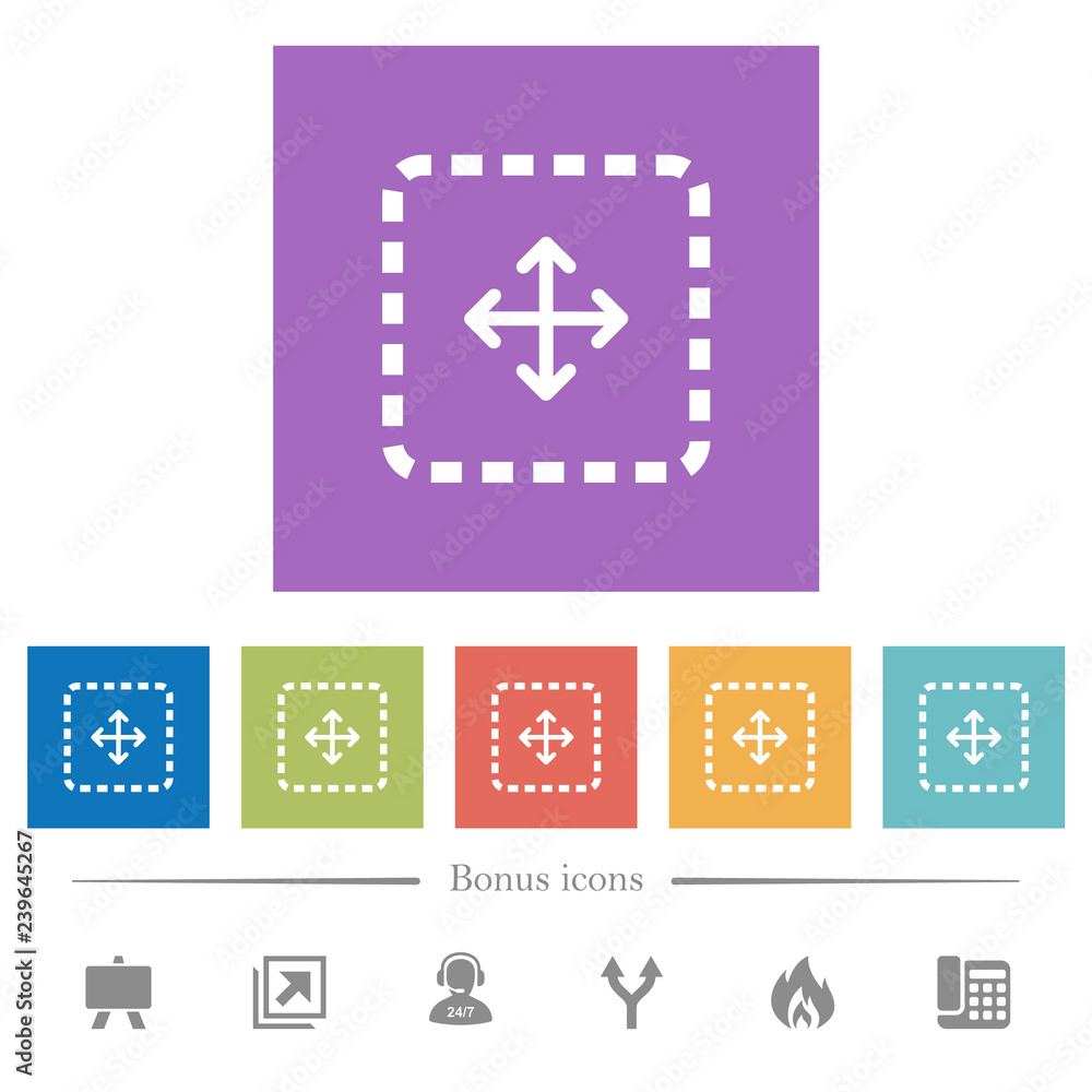 Poster drag object flat white icons in square backgrounds
