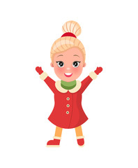 Christmas Shopping Smiling Girl in Clothes Vector