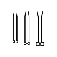 Black & white illustration of knitting straight single point needle. Vector line icon. Isolated object