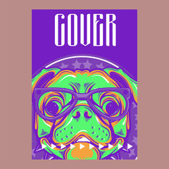 Portrait of french bulldog wearing sunglasses - Vector illustration