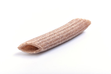 Pasta buckwheat macaroni on white background