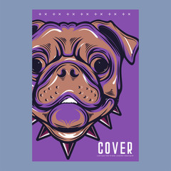 Portrait of french bulldog wearing sunglasses - Vector illustration