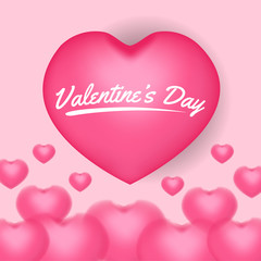 Happy Valentine Day banner template with 3D hearth shape balloon. vector illustration