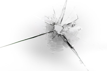 Broken glass on bright background, cracked glass effect for design element