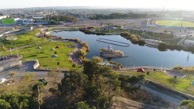 Park With A Lake In A Desert City