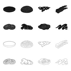 Vector design of burger and sandwich icon. Collection of burger and slice stock vector illustration.