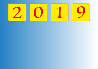 In yellow rounded squares red numbers 2019