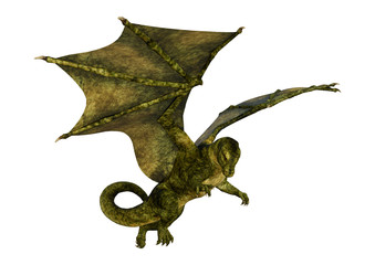 3D Rendering Fairy Tale Dragon on White