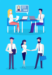Call Center Office Workers, Online Support or Help