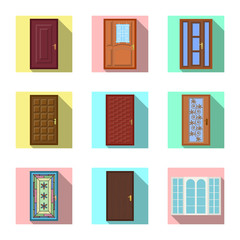 Vector illustration of door and front sign. Collection of door and wooden stock vector illustration.