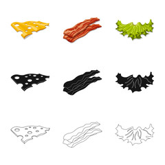 Isolated object of burger and sandwich icon. Set of burger and slice stock vector illustration.