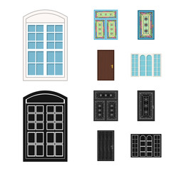 Vector design of door and front logo. Collection of door and wooden vector icon for stock.