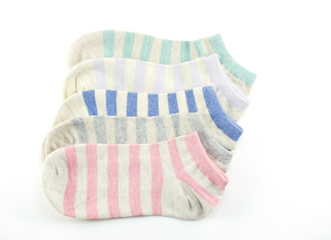 collection of colored socks isolate on white background