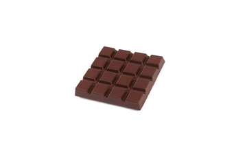 Dark chocolate bar isolated on a white background.