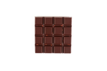 Dark chocolate bar with nuts isolated on a white background.