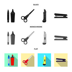 Isolated object of office and supply symbol. Collection of office and school stock symbol for web.