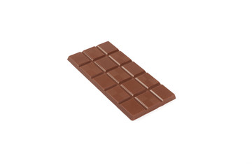 Milk chocolate bar isolated on a white background.