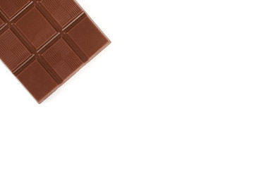 Milk chocolate bar isolated on a white background.