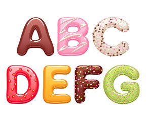 Decorated sweets abc letters set.