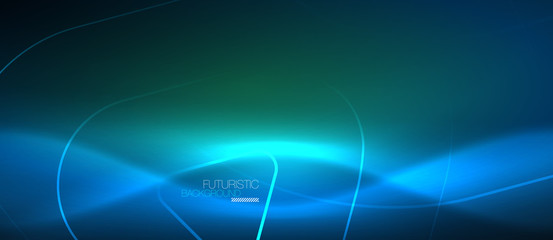 Neon glowing techno lines, hi-tech futuristic abstract background template with geometric shapes