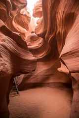 Scenic beauty of the famous Antelope Canyon in Arizona. It is a slot canyon on the Navajo land. It is one of the most adventurous places in Arizona and is very famous among tourists.