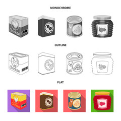 Vector illustration of can and food logo. Collection of can and package stock vector illustration.