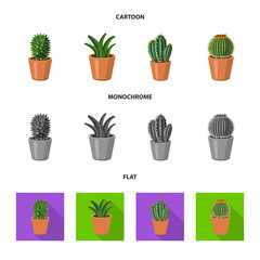 Vector illustration of cactus and pot logo. Collection of cactus and cacti vector icon for stock.