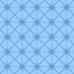Seamless square pattern from geometrical abstract ornaments on a pale blue background. Vector illustration can be used for textiles, wallpaper and wrapping paper