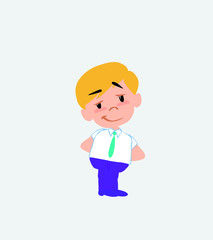 Businessman in casual style smiling peacefully.