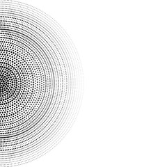 Monochrome pattern consisting of points. The points form concentric circles. Abstract Background