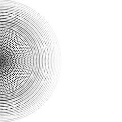 Monochrome pattern consisting of points. The points form concentric circles. Abstract Background