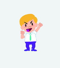 Businessman in casual style cheering enthusiastically.