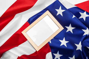 Blank frame on American flag background