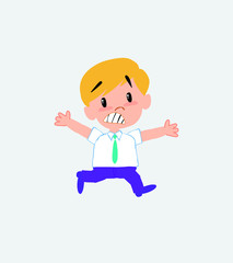 Businessman in casual style running terrified.