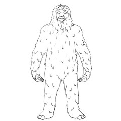 Isolated object on white background point. raster Nepal, Yeti, Abominable Snowman. Children coloring book