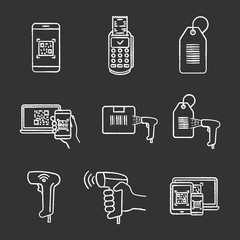 Barcodes chalk icons set