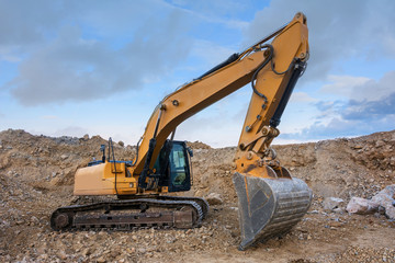 A large excavator working on a building site