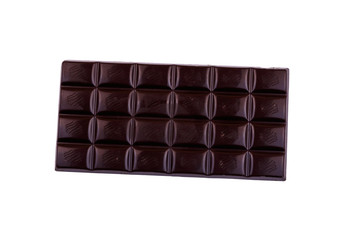 Dark chocolate bar isolated on white background