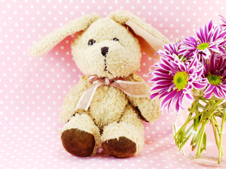 rabbit doll with space for copy background