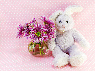 rabbit doll with copy space background