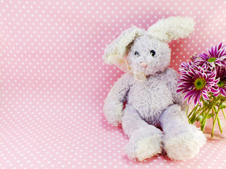 rabbit doll with copy space background