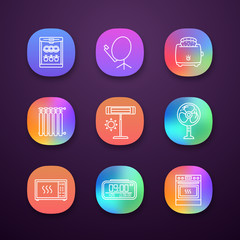 Household appliance app icons set