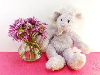 rabbit doll with space for copy background