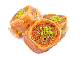 Turkish Ramadan Dessert Baklava isolated on white